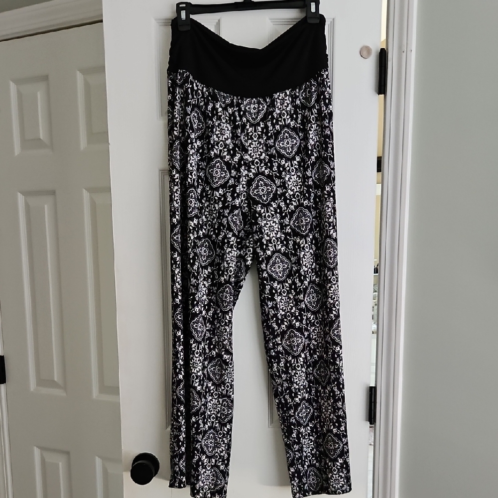 Alyx High Rise/High Waist Patterned Palazzo Pants 1X
